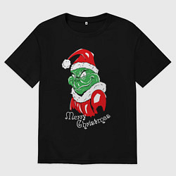 Женская футболка оверсайз Merry Christmas, Santa Claus Grinch