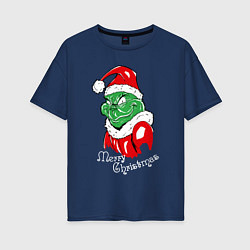 Женская футболка оверсайз Merry Christmas, Santa Claus Grinch