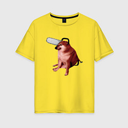 Женская футболка оверсайз Чимс - человек бензопила - Мем