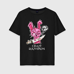 Женская футболка оверсайз Следуй за кроликом, кролик зомби