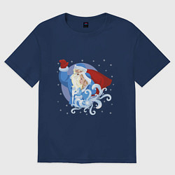 Футболка оверсайз женская С Новым Годом, С Новым Счастьем, цвет: тёмно-синий