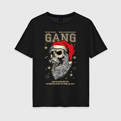Футболка оверсайз женская We are bearded gang - Merry Christmas!, цвет: черный