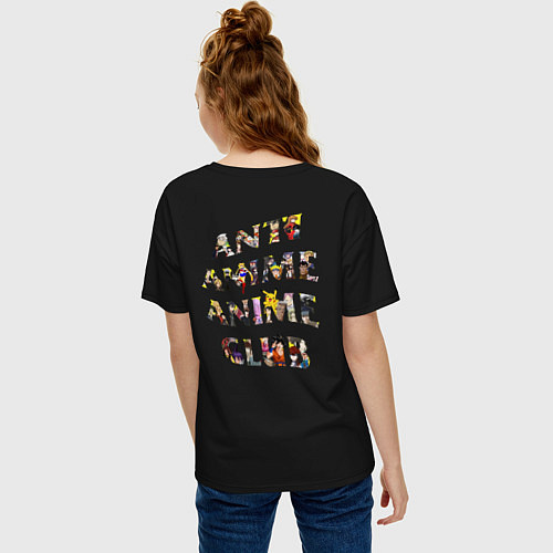Женская футболка оверсайз Anti anime anime club / Черный – фото 4