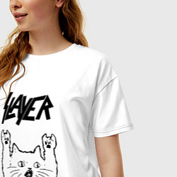 Футболка оверсайз женская Slayer - rock cat, цвет: белый — фото 2
