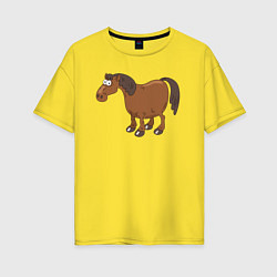 Футболка оверсайз женская Забавный конь, цвет: желтый