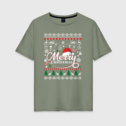 Женская футболка оверсайз Счастливого Нового Года и Рождества