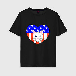 Женская футболка оверсайз American cat