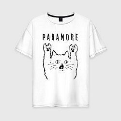 Футболка оверсайз женская Paramore - rock cat, цвет: белый