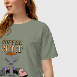 Футболка оверсайз женская Культ кофе, цвет: авокадо — фото 2