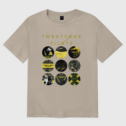 Футболка оверсайз женская Twenty One Pilots коллаж, цвет: миндальный
