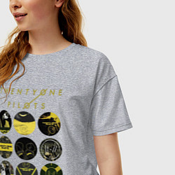 Футболка оверсайз женская Twenty One Pilots коллаж, цвет: меланж — фото 2