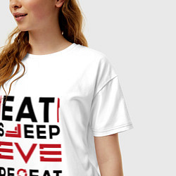 Футболка оверсайз женская Надпись: eat sleep EVE repeat, цвет: белый — фото 2