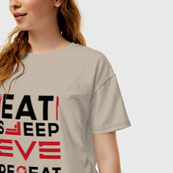 Футболка оверсайз женская Надпись: eat sleep EVE repeat, цвет: миндальный — фото 2