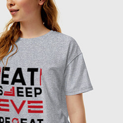 Футболка оверсайз женская Надпись: eat sleep EVE repeat, цвет: меланж — фото 2