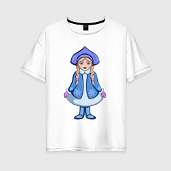 Женская футболка оверсайз Снегурочка с косичками