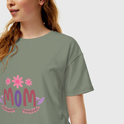 Футболка оверсайз женская Flowers mom, цвет: авокадо — фото 2