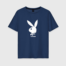 Женская футболка оверсайз Черный кролик с надписью play2023