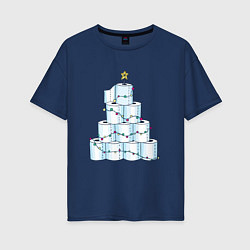 Женская футболка оверсайз Новогодняя елка из туалетной бумаги