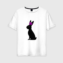 Футболка оверсайз женская Черный кролик, цвет: белый