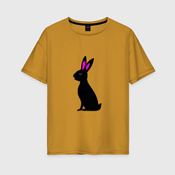 Футболка оверсайз женская Черный кролик, цвет: горчичный