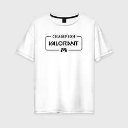 Футболка оверсайз женская Valorant gaming champion: рамка с лого и джойстико, цвет: белый