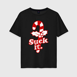 Женская футболка оверсайз Новгодний леденец - Suck it