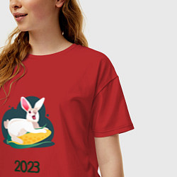 Футболка оверсайз женская Кролик 2023, цвет: красный — фото 2