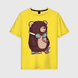 Футболка оверсайз женская Walking bear, цвет: желтый