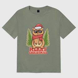 Футболка оверсайз женская С Рождеством 2024, цвет: авокадо
