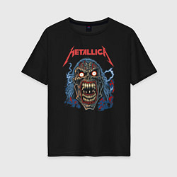 Женская футболка оверсайз Metallica skull