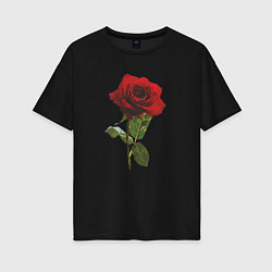 Женская футболка оверсайз Красивая красная роза