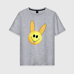 Женская футболка оверсайз Кролик-смайлик
