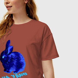 Футболка оверсайз женская Водяной кролик 2023 неоновый, цвет: кирпичный — фото 2