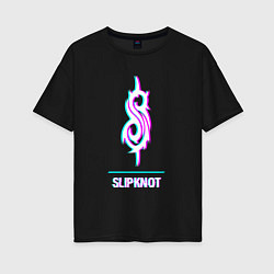 Женская футболка оверсайз Slipknot glitch rock