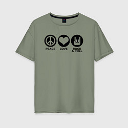 Женская футболка оверсайз Мир любовь и рок