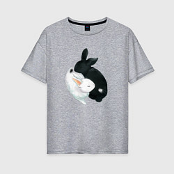Женская футболка оверсайз Кролики Инь Янь