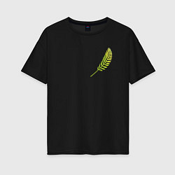 Футболка оверсайз женская Золотой тропический лист, цвет: черный