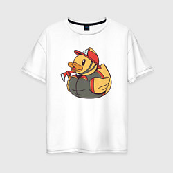 Женская футболка оверсайз Резиновая утка пожарный