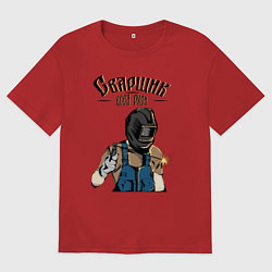 Футболка оверсайз женская Сварщик, цвет: красный