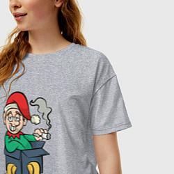 Футболка оверсайз женская What the elf, цвет: меланж — фото 2