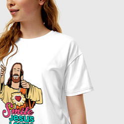 Футболка оверсайз женская Jesus Christ love u, цвет: белый — фото 2