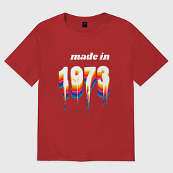 Футболка оверсайз женская Made in 1973 liquid art, цвет: красный