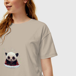 Футболка оверсайз женская Понурый панда, цвет: миндальный — фото 2