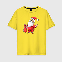 Футболка оверсайз женская Красный Дедушка Мороз, цвет: желтый