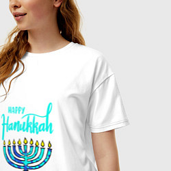 Футболка оверсайз женская Happy Hanukkah, цвет: белый — фото 2