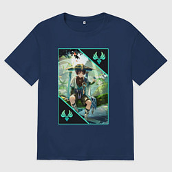 Женская футболка оверсайз Скарамучча анемо странник