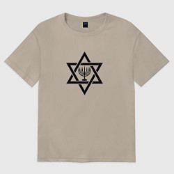 Женская футболка оверсайз Менора в звезде Давида - темная