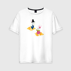Женская футболка оверсайз Пара кроликов в ханбоках