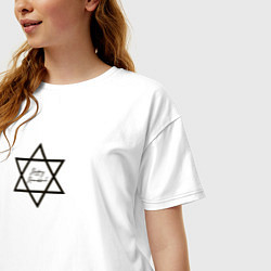 Футболка оверсайз женская Ханука, Звезда Давида, Happy Hanukkah, цвет: белый — фото 2