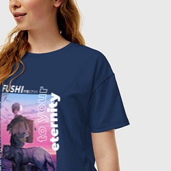 Футболка оверсайз женская Фуши бессмернтый, цвет: тёмно-синий — фото 2